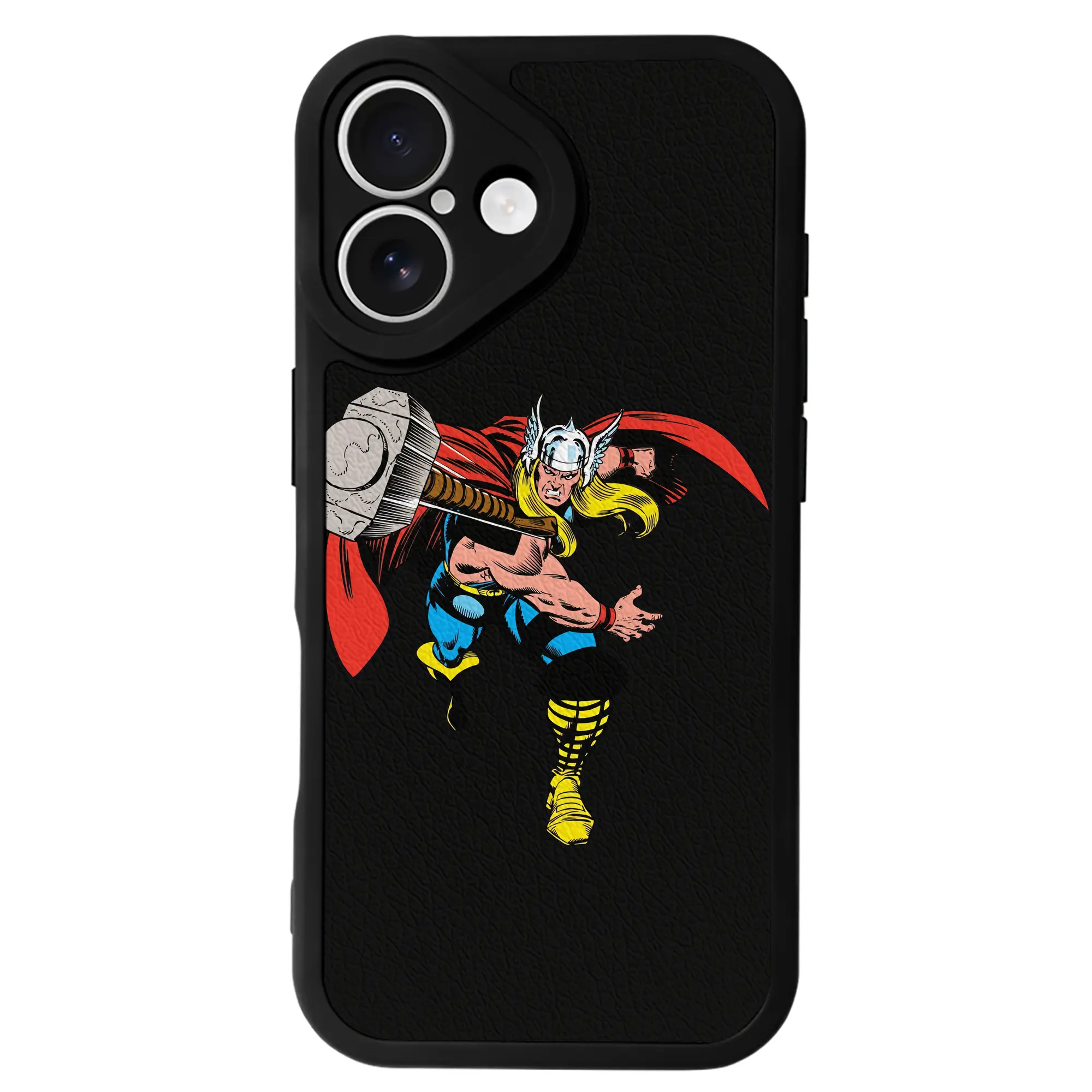 アベンジャーズ (Avenjāzu) グッズ マイティ・ソー（Thor） - IPhone 16シリーズ対応 ・ シリコンスマホケース ・ レザー調 ・ 高精度フィット ・ 耐衝撃 ・ ワイヤレス充電対応 ・ 精密カット